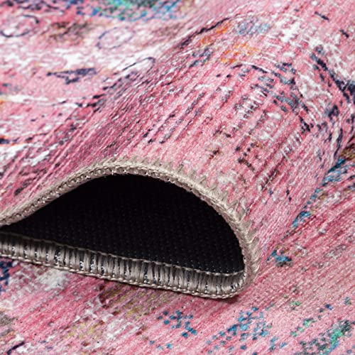 GLN Rugs Machine Washable Area Rug, Rugs for Living Room, Rugs for Bedroom, Bathroom Rug, Kitchen Rug, Printed Vintage Rug, Home Decor Traditional Carpet