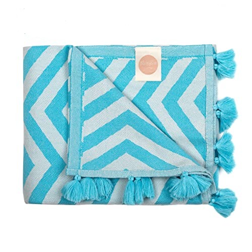 Geometric Aqua Turkish Beach Towel - 100% Cotton