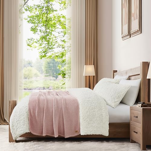 UGG Luna Cotton Lightweight Throw Blanket for Couch or Bed- 70x50-Inch, Quartz Pink