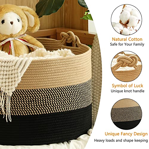 Cotton XL Woven Storage Basket (Jute/Black)