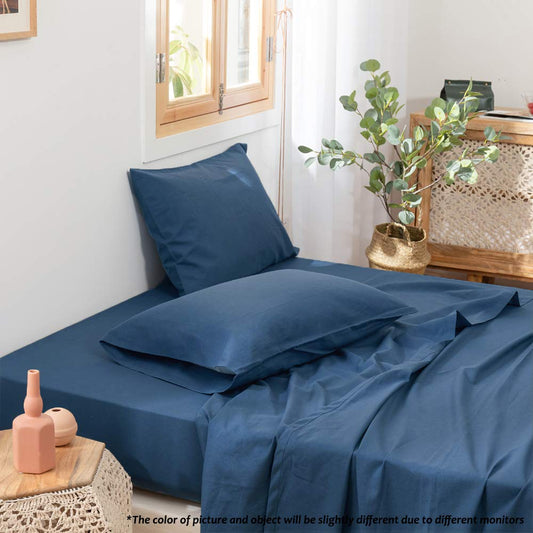 Classic Blue King Size Belgian Linen Sheet Set