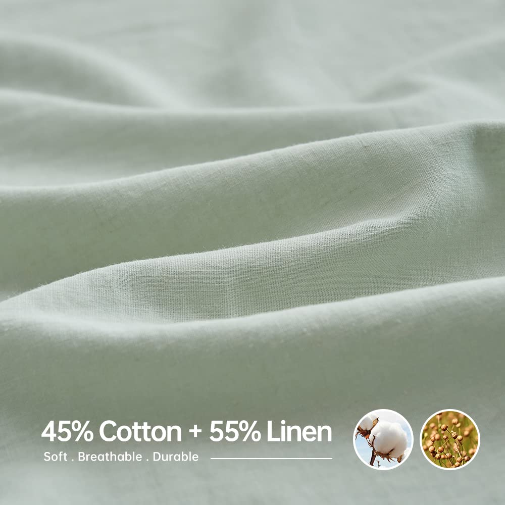 Mint Green Belgian King Linen Sheet Set