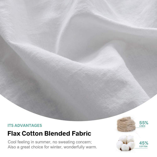 Crisp White King Size Belgian Linen Sheet Set