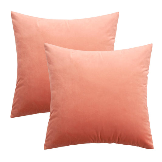 MIULEE Pack of 2, Velvet Soft Solid Decorative Square Throw Pillow Covers Set Cushion Cases Pillowcases for Spring Sofa Bedroom 18x18 Inch Coral Red