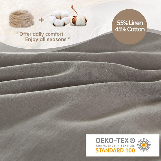 Cloud Grey King Size French Linen Duvet Cover Set