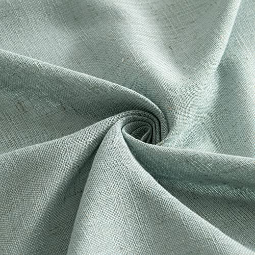 MIULEE Sea Green Linen Curtains 84 Inch Length for Bedroom Living Room, Soft Thick Linen Textured Window Drapes Semi Sheer Light Filtering Back Tab Rod Pocket Burlap Look Aqua Decor, 2 Panels