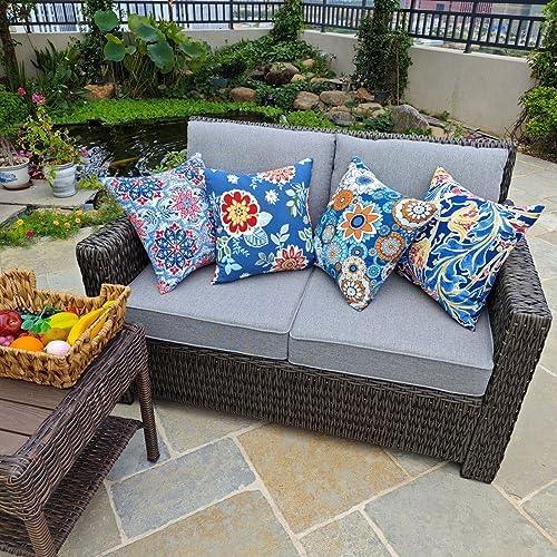 JMGBird Outdoor Throw Pillows Waterproof Set of 2 Patio Pillows 18×18 Inch Decorative Pillows for Bed, Couch, Sofa and Patio Furniture