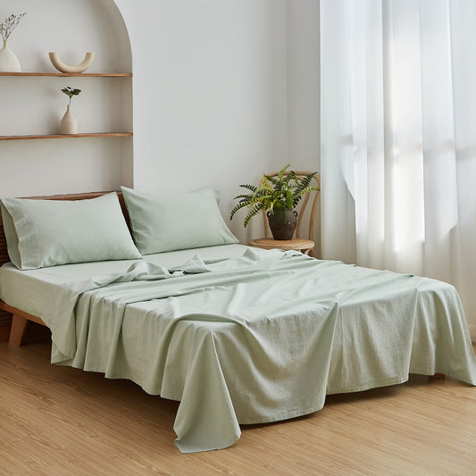 Mint Green Belgian King Linen Sheet Set