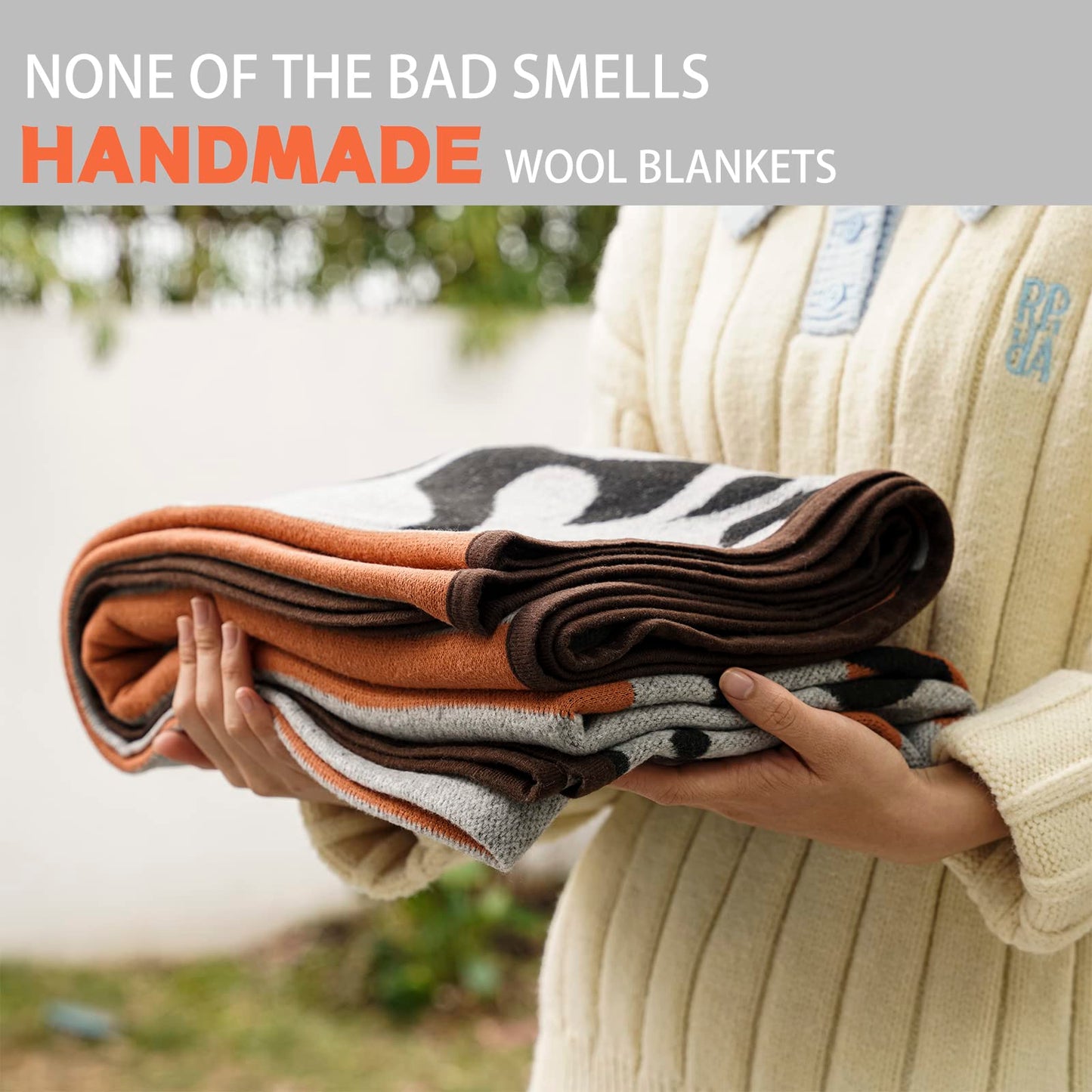 PuTian Merino Wool Blanket - 63X51 Warm, Thick, Washable, Twin Throw for Couch, Bed, Travel, Outdoor, Camping, Pets, All Season, Grey Flame