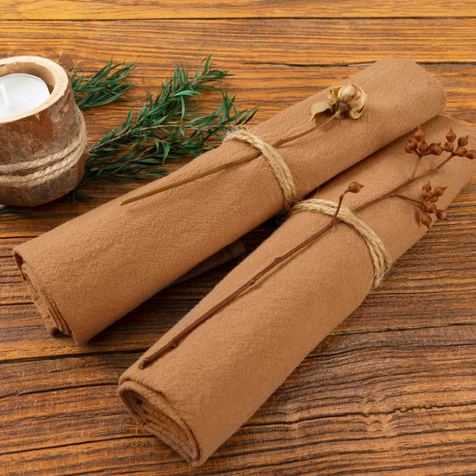 Socomi Cotton Linen Napkins Bulk 17"x17" Stonewashed Cloth Dinner Napkins Rustic Thick Table Napkins for Fall Thanksgiving Christmas Party Wedding Decoration (Set of 6, Caramel)