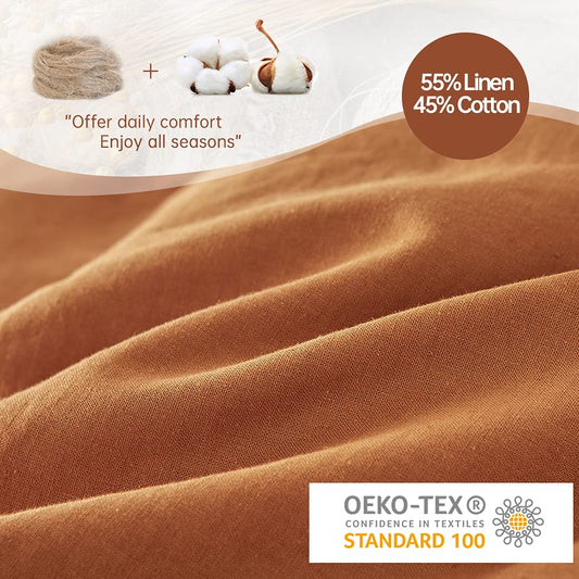 Umber King Size French Linen Duvet Cover Set