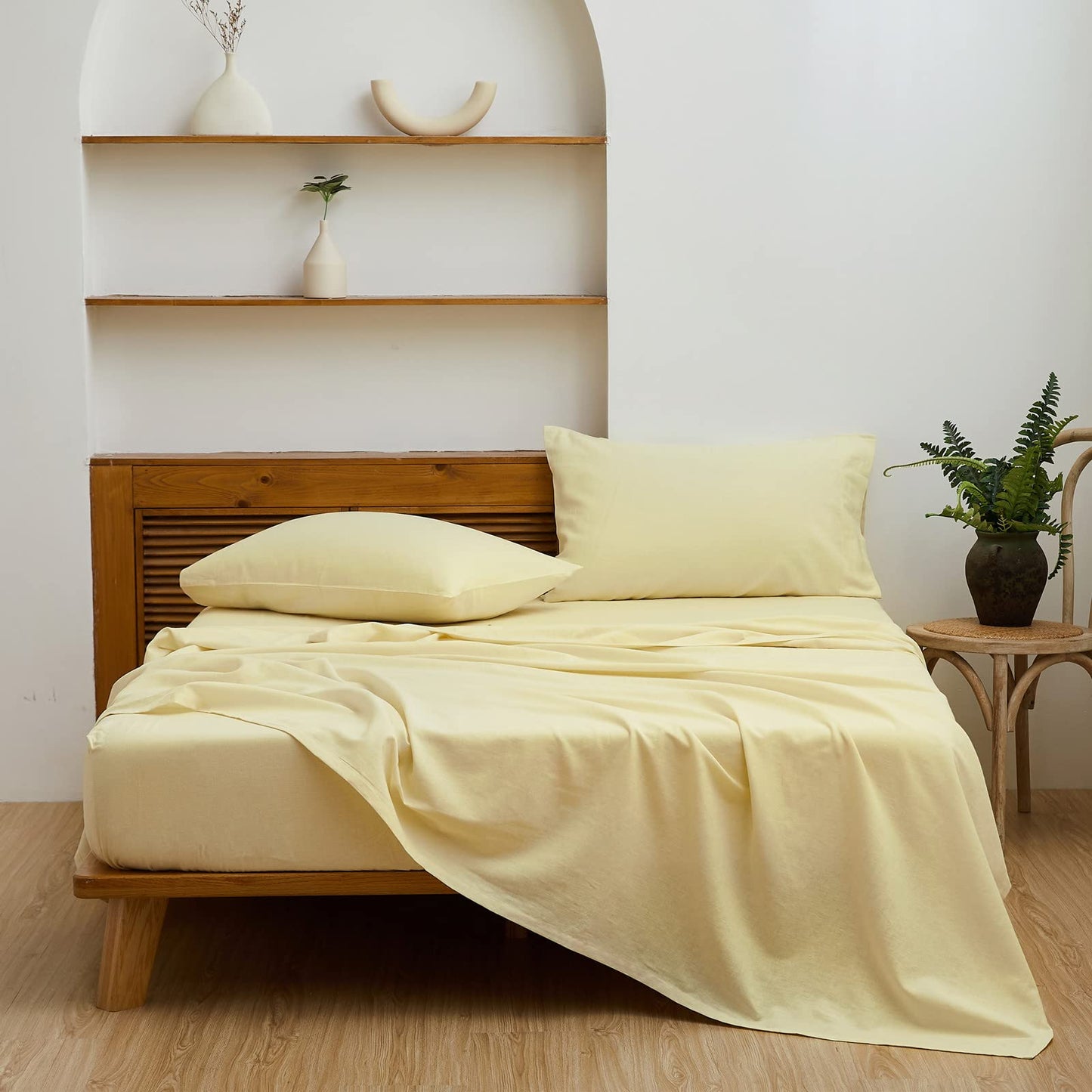 Canary Yellow King Size Belgian Linen Sheet Set