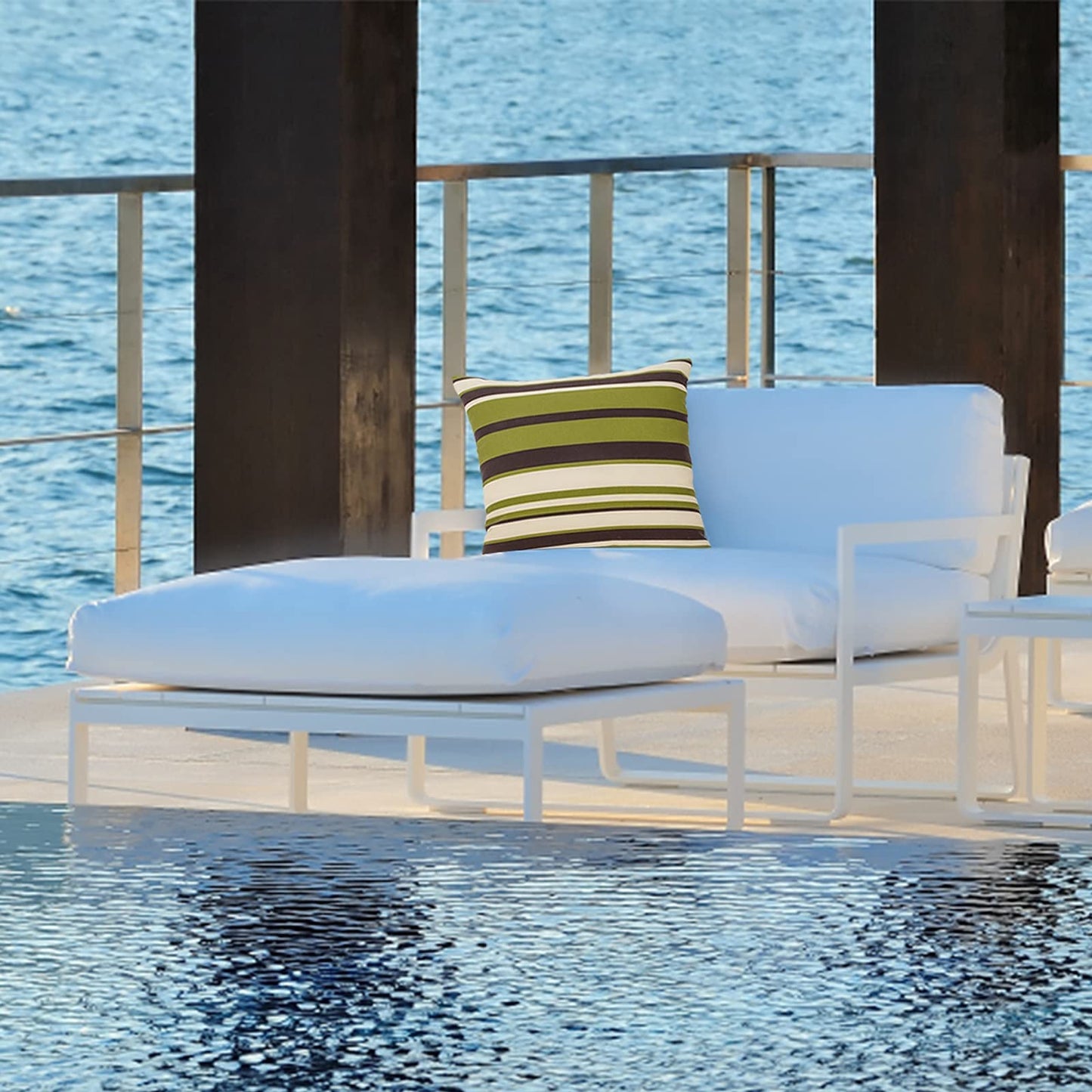 JMGBird Outdoor Pillows for Patio Furniture 18''x18'' Waterproof Decorative Patio Furniture Pillows Indoor Throw Pillows with Inserts, Square Throw Pillow for Couch, Sofa, Bench, Chair, Set of 2