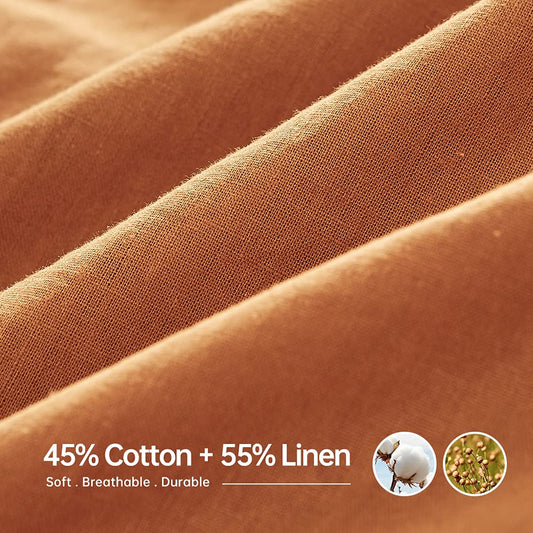 Umber Orange King Size Belgian Linen Sheet Set