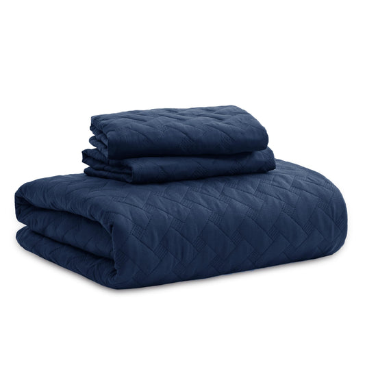 Bedsure Queen Quilt Bedding Set - Lightweight Summer Quilt Full/Queen - Navy Bedspreads Queen Size - Bedding Coverlets for All Seasons (Includes 1 Quilt, 2 Pillow Shams)