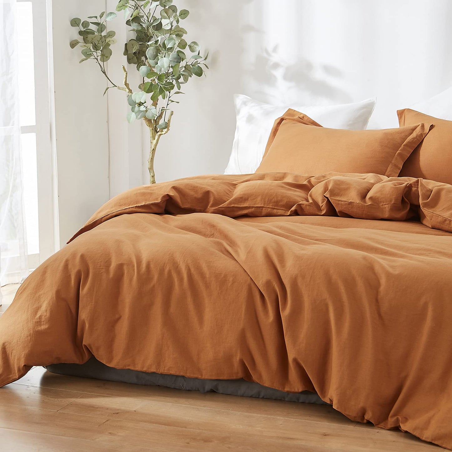 Umber King Size French Linen Duvet Cover Set