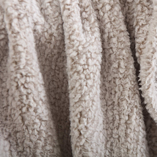 Tassled Ombre Taupe Ultra Soft Cozy Sherpa Throw Blanket