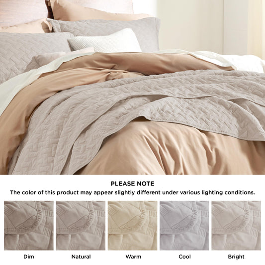 Bedsure Queen Quilt Bedding Set - Lightweight Spring Quilt Full/Queen - Light Beige Bedspread Queen Size - Bedding Coverlet for All Seasons (Includes 1 Quilt, 2 Pillow Shams)