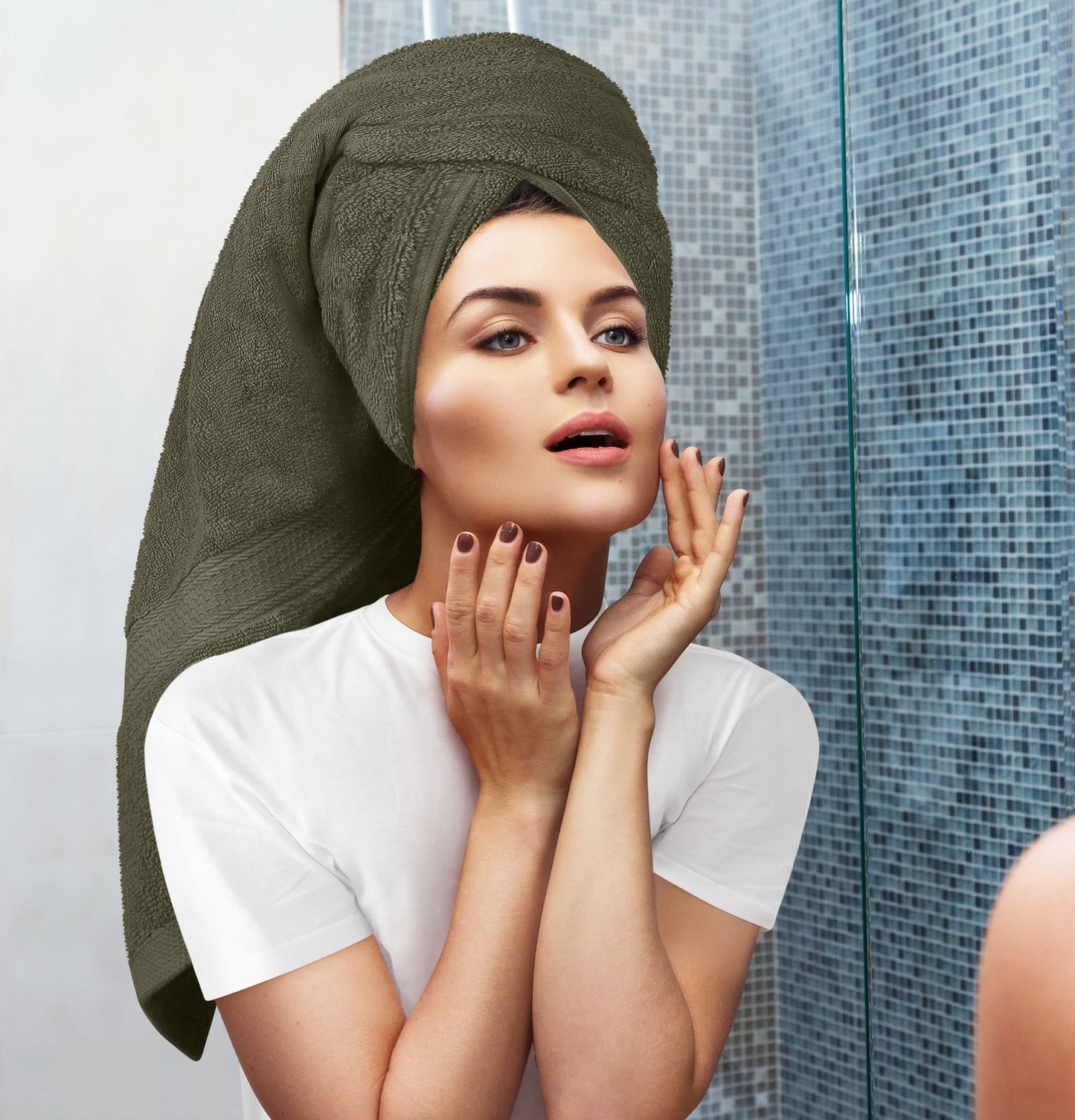 Utopia Towels 8-Piece Premium Towel Set, 2 Bath Towels, 2 Hand Towels, and 4 Wash Cloths, 600 GSM 100% Ring Spun Cotton Highly Absorbent Towels for Bathroom, Gym, Hotel, and Spa (Dusty Olive)