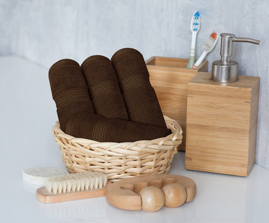 Utopia Towels 8-Piece Premium Towel Set, 2 Bath Towels, 2 Hand Towels, and 4 Wash Cloths, 600 GSM 100% Ring Spun Cotton Highly Absorbent Towels for Bathroom, Gym, Hotel, and Spa (Dark Brown)