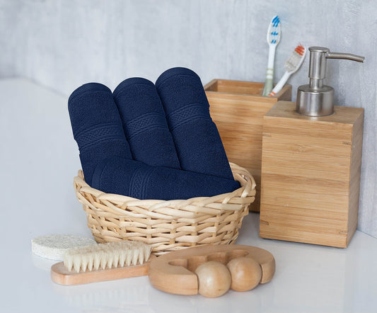 Utopia Towels 8-Piece Premium Towel Set, 2 Bath Towels, 2 Hand Towels, and 4 Wash Cloths, 600 GSM 100% Ring Spun Cotton Highly Absorbent Towels for Bathroom, Gym, Hotel, and Spa (Navy Blue)