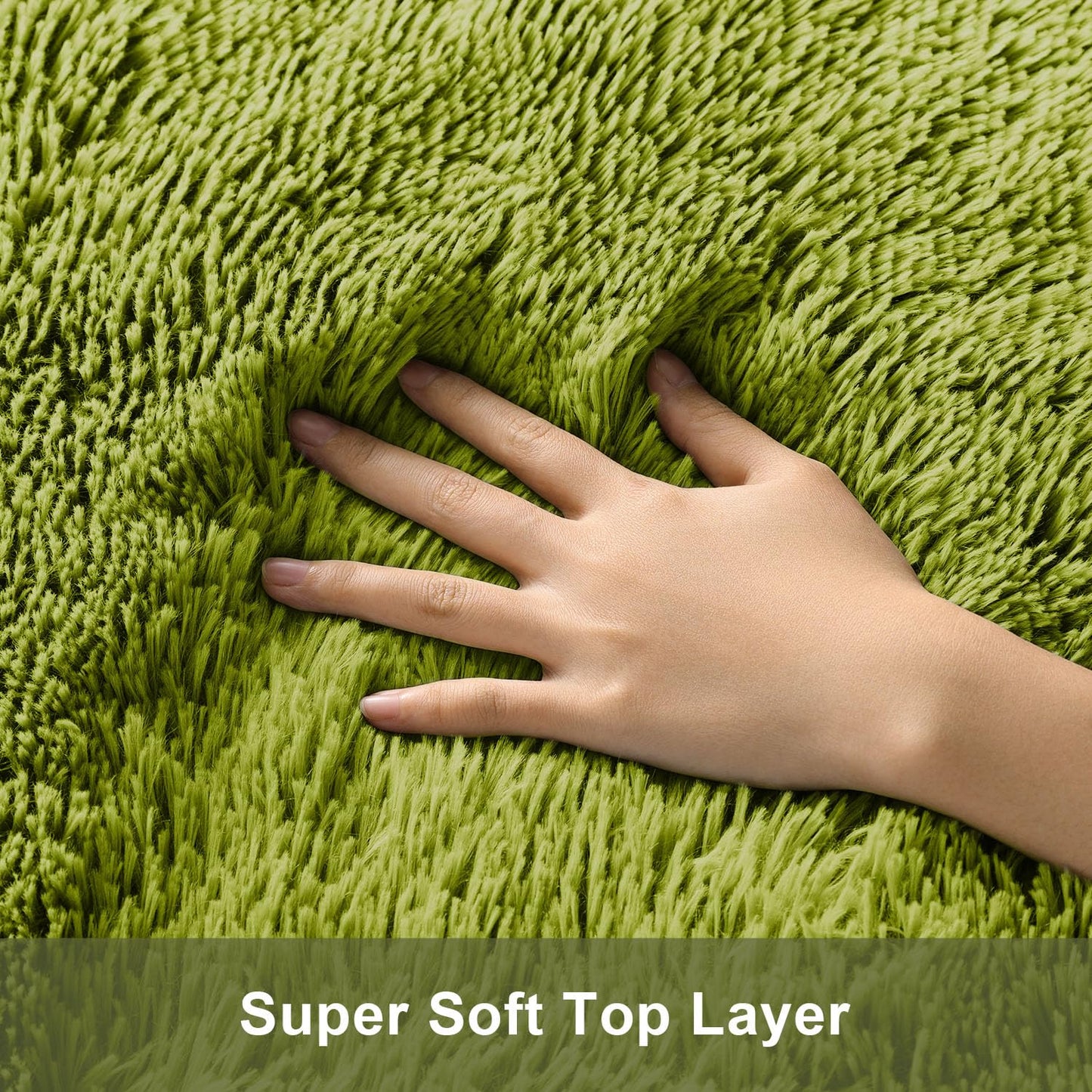 Ophanie Green Grass Area Rugs for Bedroom, 4x6 Shag Fluffy Carpet, Fuzzy Furry Plush Soft Cute Kids Baby Girls Shaggy Bedside Indoor Floor Rug for Teen Dorm Home Decor Aesthetic, Nursery