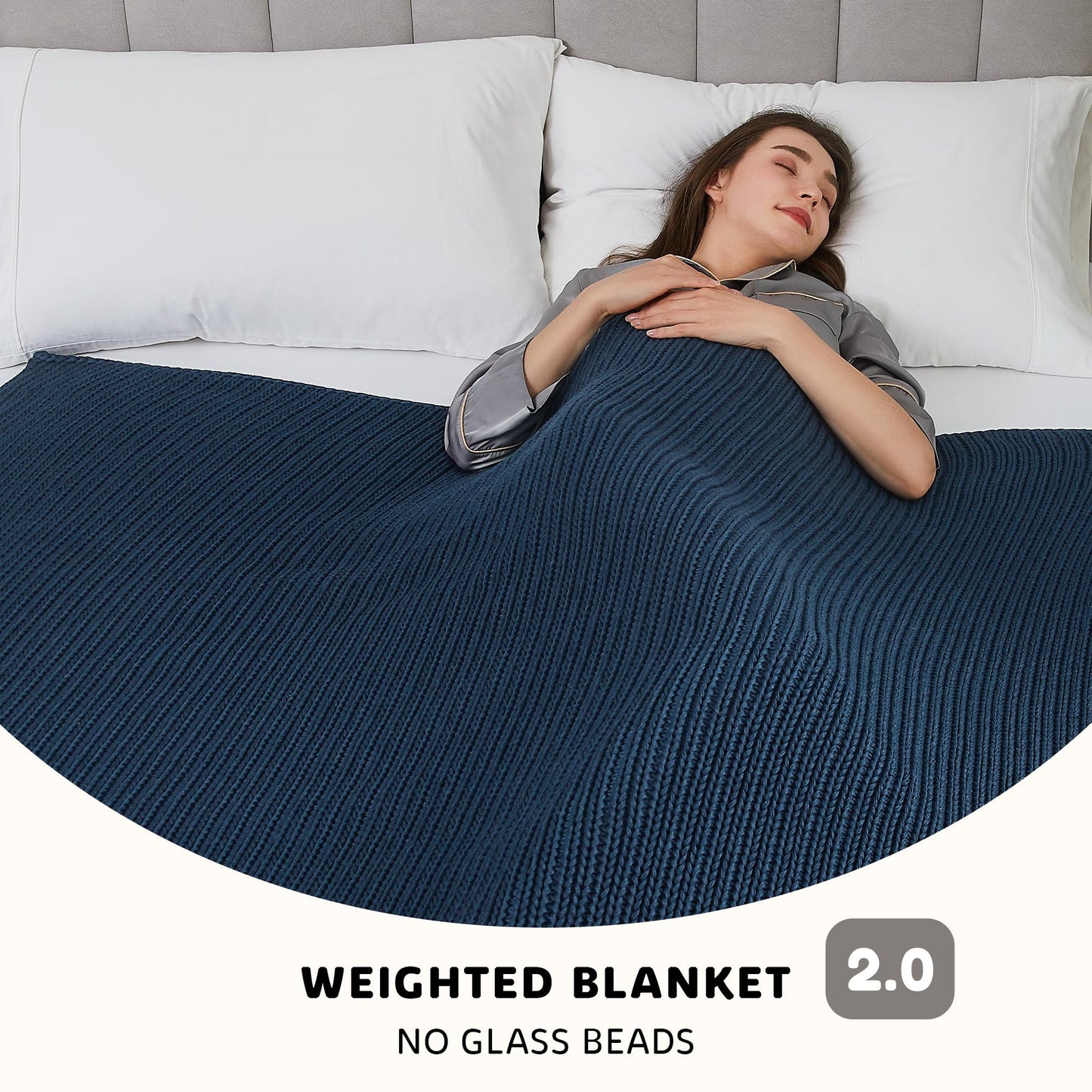 L'AGRATY Knitted Weighted Blanket - 60"x80" 20lbs Cooling Chunky Knit Heavy Blanket for Adults Braided Crochet Throw Thick Cable Yarn Knit Decorative Blanket No Beads Evenly Weighted Machine Washable