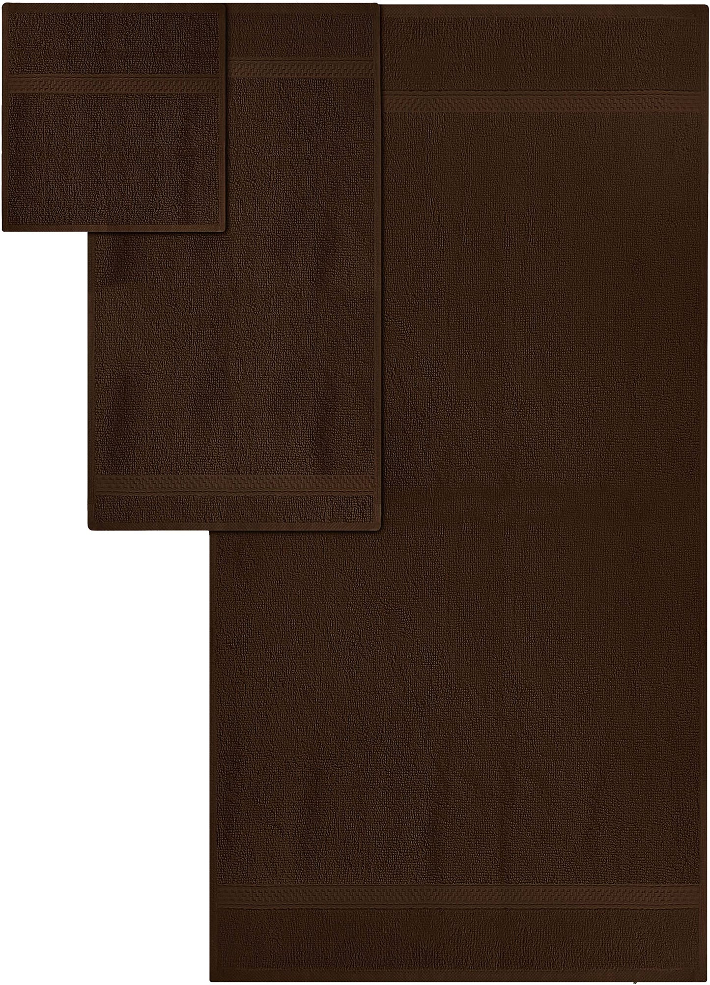 Utopia Towels 8-Piece Premium Towel Set, 2 Bath Towels, 2 Hand Towels, and 4 Wash Cloths, 600 GSM 100% Ring Spun Cotton Highly Absorbent Towels for Bathroom, Gym, Hotel, and Spa (Dark Brown)