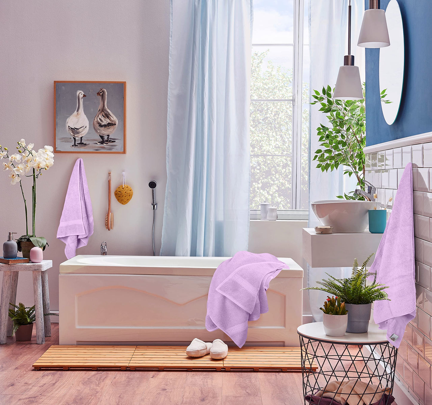 Utopia Towels 8-Piece Premium Towel Set, 2 Bath Towels, 2 Hand Towels, and 4 Wash Cloths, 600 GSM 100% Ring Spun Cotton Highly Absorbent Towels for Bathroom, Gym, Hotel, and Spa (Lavender)