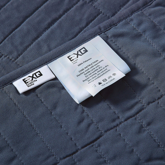 EXQ Home Quilt Set Full/Queen Size Navy 3 Piece,Lightweight Soft Coverlet Modern Style Stitched Quilt Pattern Bedspread Set for All Season(1 Quilt,2 Pillow Shams)