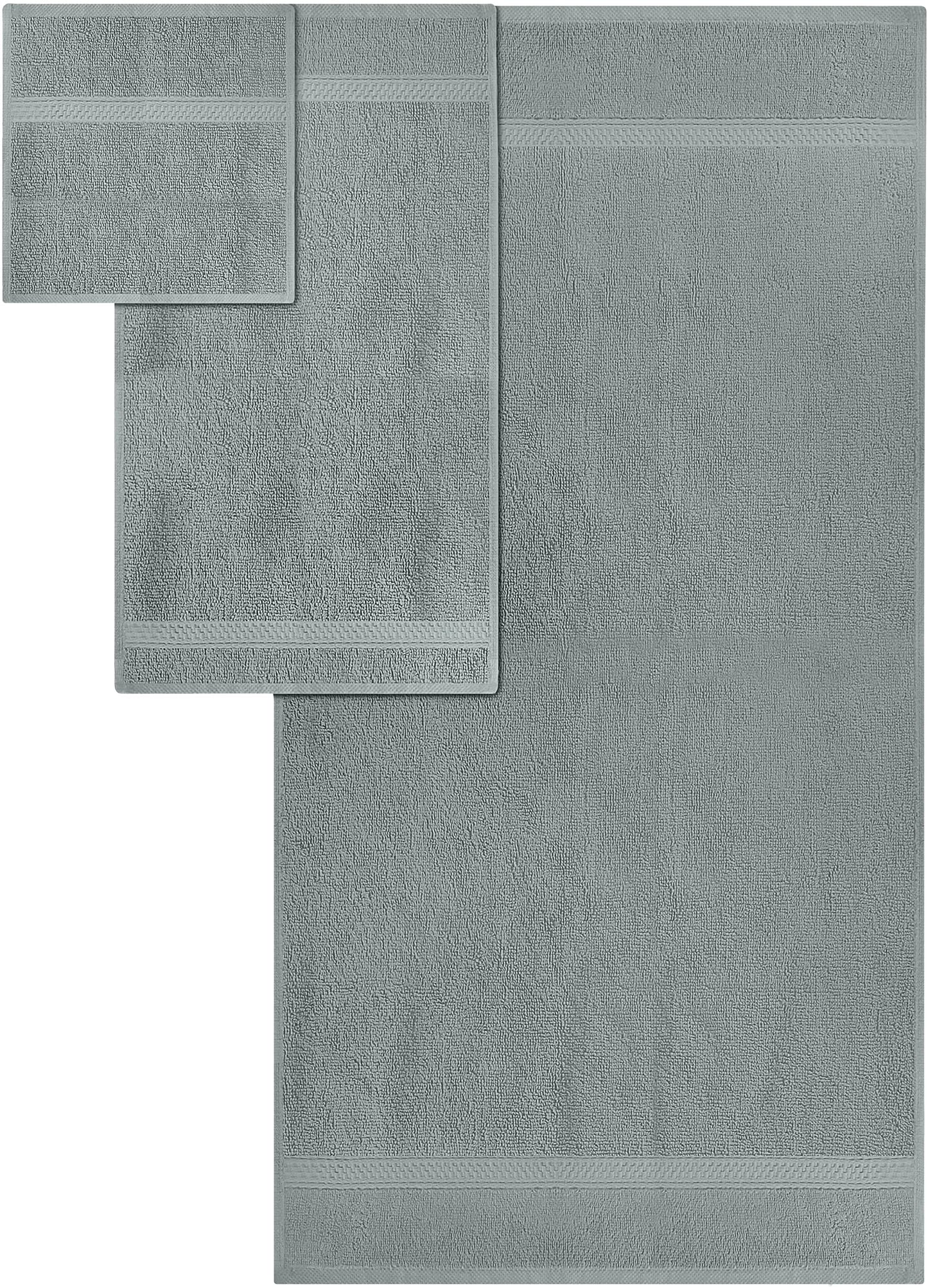 Utopia Towels 8-Piece Premium Towel Set, 2 Bath Towels, 2 Hand Towels, and 4 Wash Cloths, 600 GSM 100% Ring Spun Cotton Highly Absorbent Towels for Bathroom, Gym, Hotel, and Spa (Cool Grey)