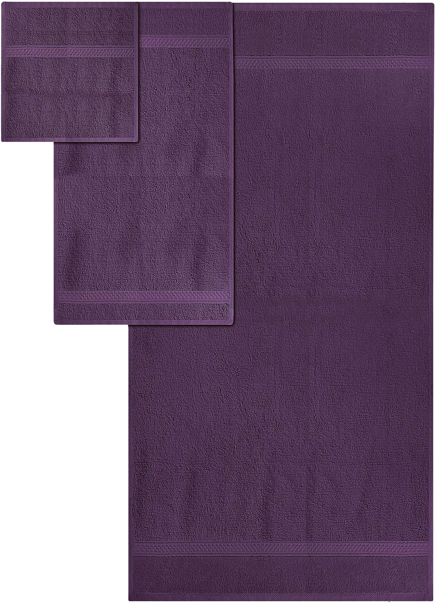 Utopia Towels 8-Piece Premium Towel Set, 2 Bath Towels, 2 Hand Towels, and 4 Wash Cloths, 600 GSM 100% Ring Spun Cotton Highly Absorbent Towels for Bathroom, Gym, Hotel, and Spa (Plum)