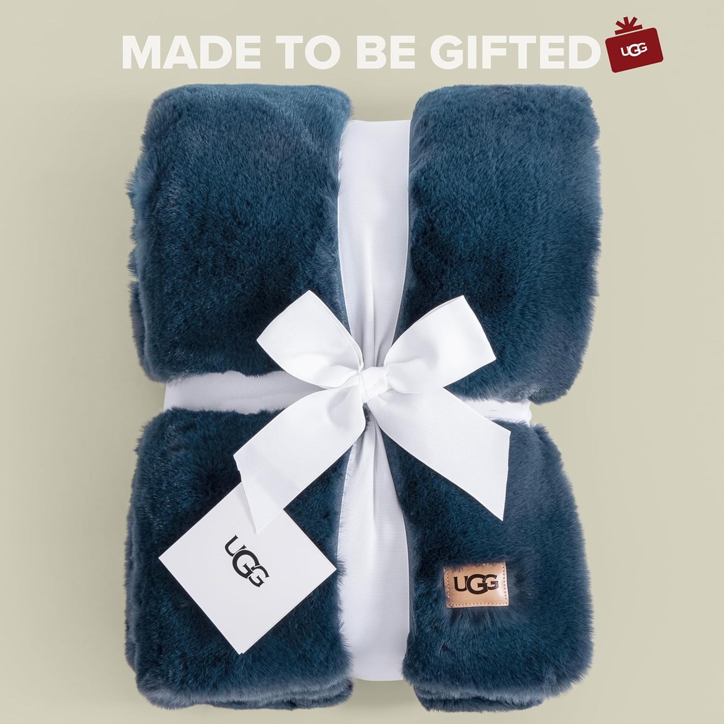 UGG Euphoria Blue Plush Faux Fur Reversible Throw Blanket