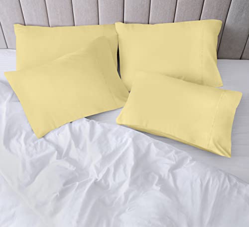 Utopia Bedding Queen Pillow Cases - 4 Pack - Envelope Closure - Soft Brushed Microfiber Fabric - Shrinkage and Fade Resistant Pillow Cases Queen Size 20 X 30 Inches (Queen, Yellow)