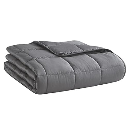 Weighted Blanket (Dark Grey,48"x72"-15lbs) Cooling Breathable Heavy Blanket Microfiber Material with Glass Beads Big Blanket for Adult All-Season Summer Fall Winter Soft Thick Comfort Blanket