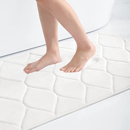 White Memory Foam Bath Mat, Ultra Soft, Non-Slip, and Machine Washable