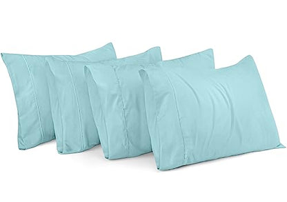 Utopia Bedding Queen Pillow Cases - 4 Pack - Envelope Closure - Soft Brushed Microfiber Fabric - Shrinkage and Fade Resistant Pillow Cases Queen Size 20 X 30 Inches (Queen, Spa Blue)