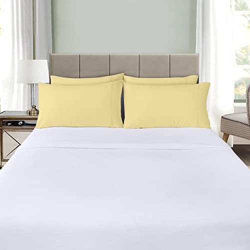 Utopia Bedding Queen Pillow Cases - 4 Pack - Envelope Closure - Soft Brushed Microfiber Fabric - Shrinkage and Fade Resistant Pillow Cases Queen Size 20 X 30 Inches (Queen, Yellow)