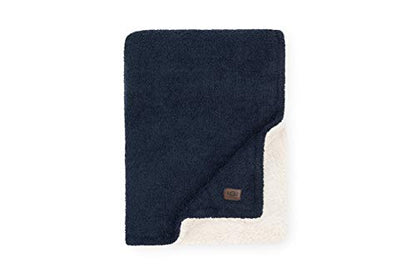 UGG Ana Navy Knit Throw Blanket - Plush Oversized Reversible Throw Blanket