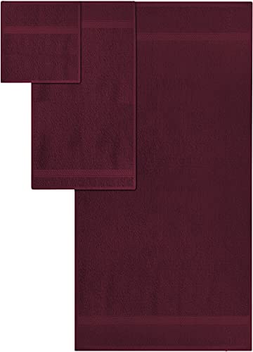 Utopia Towels 8-Piece Premium Towel Set, 2 Bath Towels, 2 Hand Towels, and 4 Wash Cloths, 600 GSM 100% Ring Spun Cotton Highly Absorbent Towels for Bathroom, Gym, Hotel, and Spa (Burgundy)