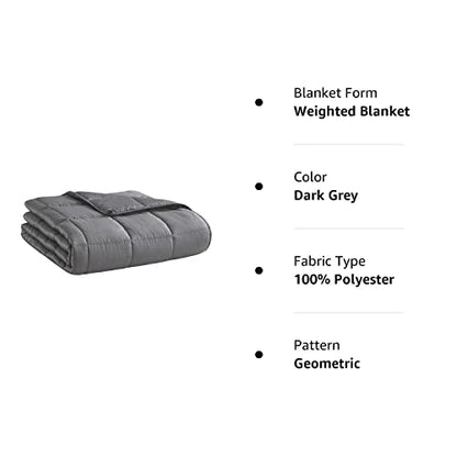 Weighted Blanket (Dark Grey,48"x72"-15lbs) Cooling Breathable Heavy Blanket Microfiber Material with Glass Beads Big Blanket for Adult All-Season Summer Fall Winter Soft Thick Comfort Blanket