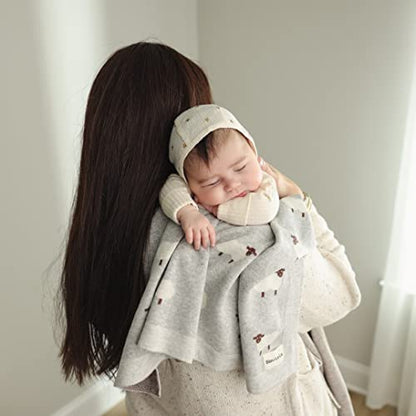 Sheep/Khaki Lightweight Unisex Baby Swaddle Blanket - 100% Luxury Cotton