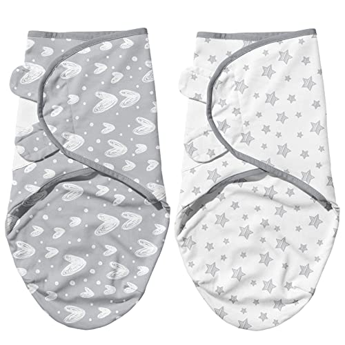 Baby Swaddles 0-3 Months, Grey Print, 2 Pack