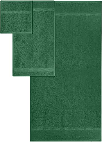 Utopia Towels 8-Piece Premium Towel Set, 2 Bath Towels, 2 Hand Towels, and 4 Wash Cloths, 600 GSM 100% Ring Spun Cotton Highly Absorbent Towels for Bathroom, Gym, Hotel, and Spa (Hunter Green)