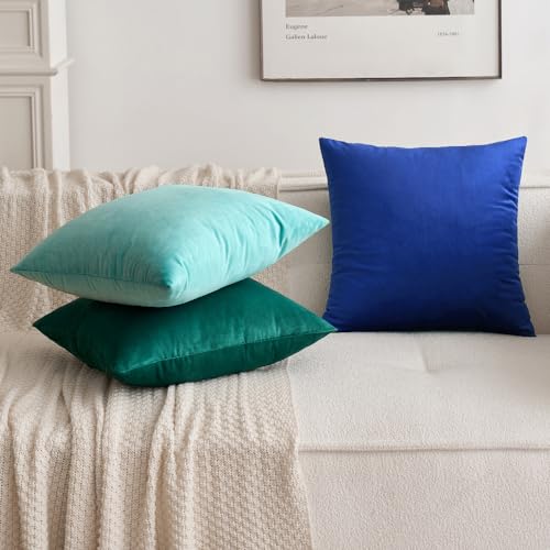 MIULEE Pack of 2 Royal Blue Pillow Covers 18x18 Inch Decorative Velvet Throw Pillow Covers Modern Soft Couch Throw Pillows Farmhouse Home Decor for Spring Sofa Bedroom Living Room
