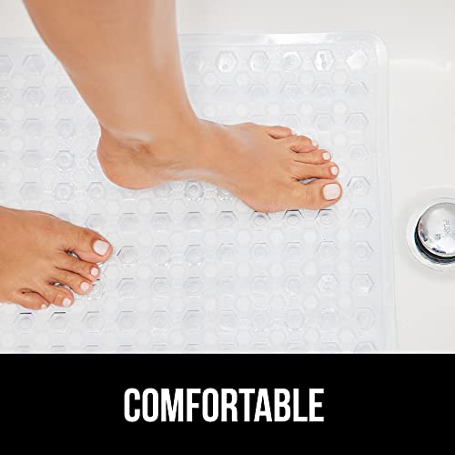 Clear Long Shower and Bath Mat with Gorilla Grip Suction Cups