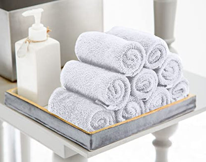 Utopia Towels 24 Pack Cotton Washcloths Set - 100% Ring Spun Cotton, Premium Quality Flannel Face Cloths, Highly Absorbent and Soft Feel Fingertip Towels (Black, White)