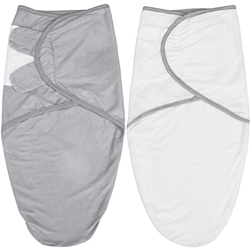 Baby Swaddles 3-6 Months, Grey & White, 2 Pack