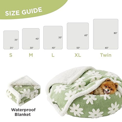 Lesure Waterproof Dog Blanket for Large Dogs - Washable Double Sided Dog Blankets with Warm Jacquard Shag and Soft Sherpa Fleece, Pet Cat Blanket for Couch Protection, 3D Textured Cloud, Green