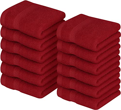 Utopia Towels [12 Pack Premium Wash Cloths Set (12 x 12 Inches) 100% Cotton Ring Spun, Highly Absorbent and Soft Feel Essential Washcloths for Bathroom, Spa, Gym, and Face Towel (Red)